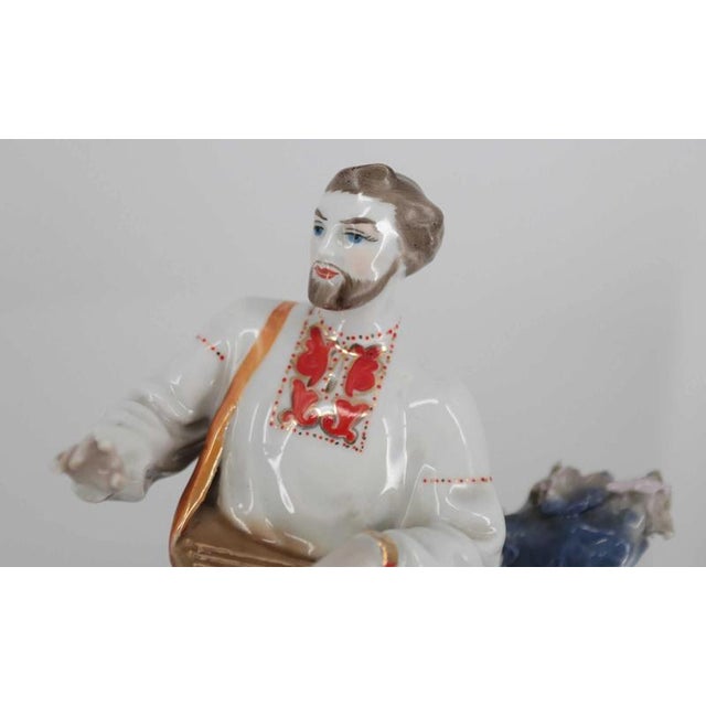 Russian Porcelain Statue of a Zither Player For Sale - Image 4 of 6