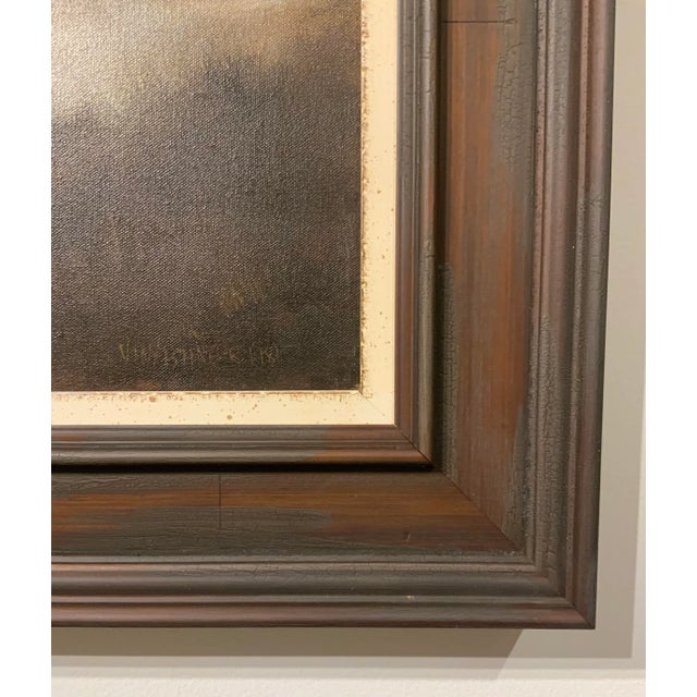 Unique Vertical Hunt Scene Oil on Canvas Painting For Sale - Image 4 of 5