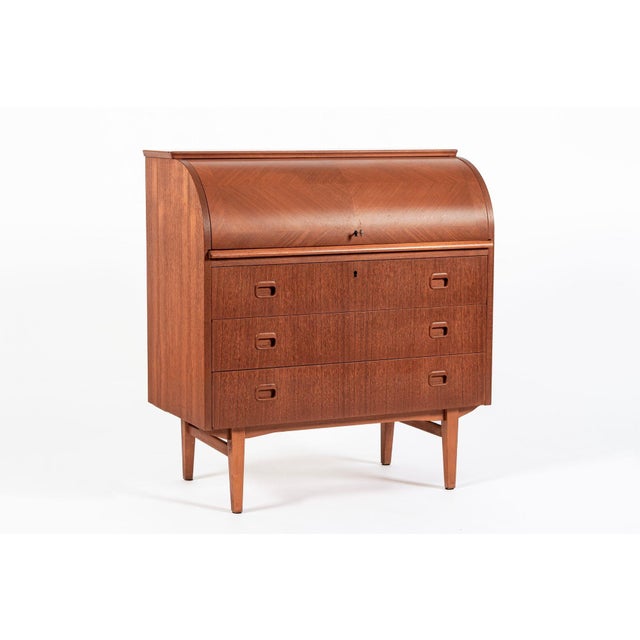 Mid-Century Teak Rolltop Secretary Desk by Egon Ostergaard, Made in Sweden For Sale - Image 11 of 12