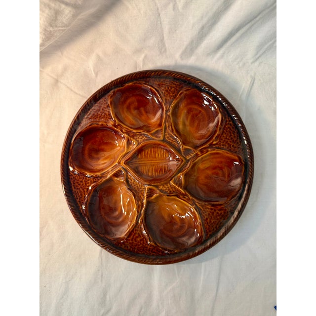 Vintage, French, Saint Clement, Majolica Oyster Plate For Sale - Image 4 of 4