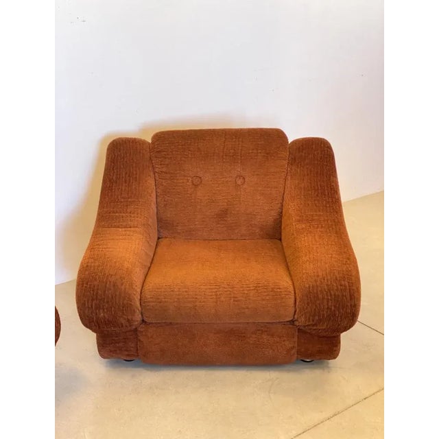 Set of Fabric & Steel Lounge Chairs, 1970s For Sale - Image 4 of 12
