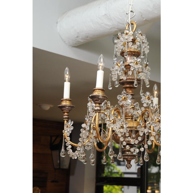 Wood 1930s Genovese Two-Tone Giltwood & Crystal Chandelier, Italy For Sale - Image 7 of 17