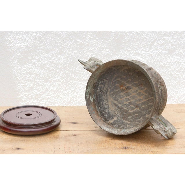 Antique Dragon Bronze Vase W/ Verdigris Patina For Sale In Los Angeles - Image 6 of 9