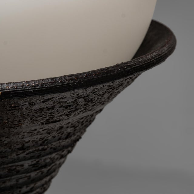 Glass Large Eartly Ceramic and Opaline Glass Table Lamp from Doria Leuchten, Germany, 1970s For Sale - Image 7 of 11