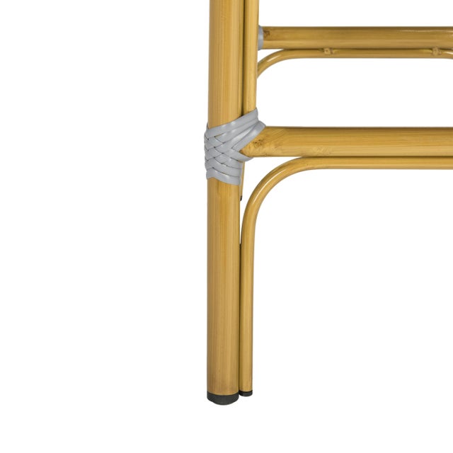 Metal Indoor-Outdoor Stacking French Bistro Barstool in Grey & White For Sale - Image 7 of 9