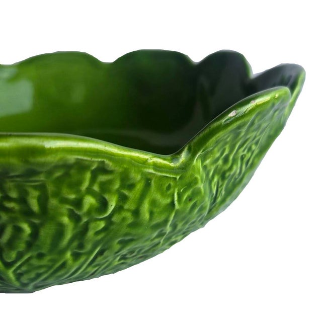 1960s Vintage Vallauris French Majolica Trompe l'Oeil Cabbage Bowl For Sale - Image 5 of 11
