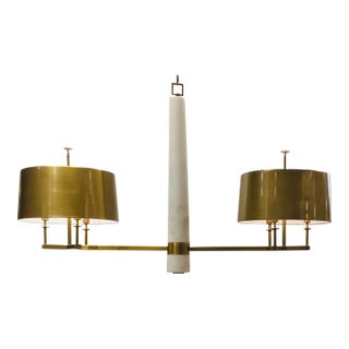 Revelation Modern White Marble and Brass Double Shote Chandelier For Sale