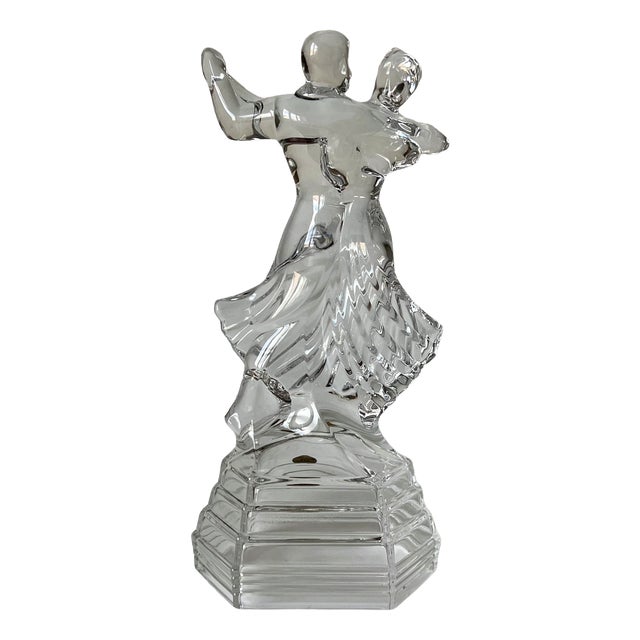 Vintage Italian Lead Crystal Tango Dancers Sculpture by RCR, 1980s For Sale