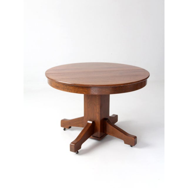 Antique Arts & Crafts Oak Pedestal Dining Table For Sale - Image 10 of 18