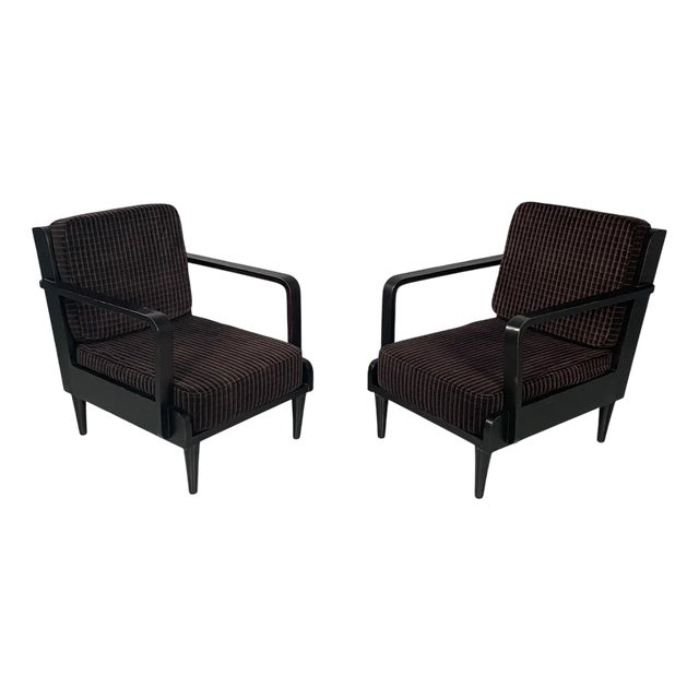Mid-Century Modern Italian Chairs in Velvet, 1940s, Set of 2 For Sale