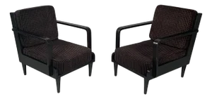 Mid-Century Modern Italian Chairs in Velvet, 1940s, Set of 2