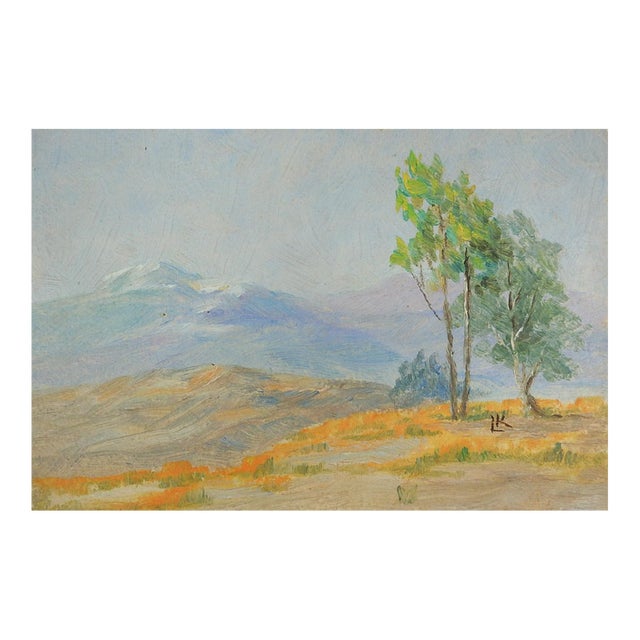 Early 20th Century Small Mountain Valley Landscape Painting For Sale