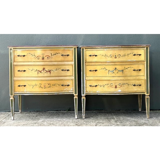 Wood Vintage Hand-Painted Wood Chest - A Pair For Sale - Image 7 of 17