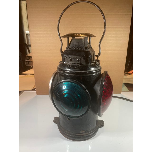 Early 20th Century Antique Industrial Adlake Switch Lamp Train Railroad Caboose Lantern (Chicago) Americana - Electrified For Sale - Image 5 of 10