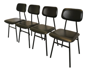 Vintage Black Leather School Chairs from Stol Kamnik, Former Yugoslavia, 1980s, Set of 4
