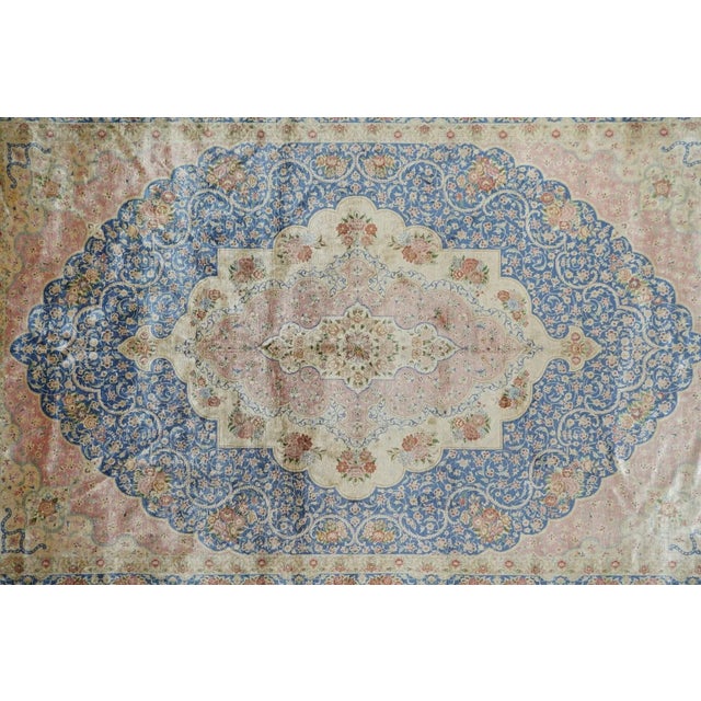 Traditional Extremely Fine Silk Persian Qum Rug 6'5'' X 9'8'' For Sale - Image 3 of 10