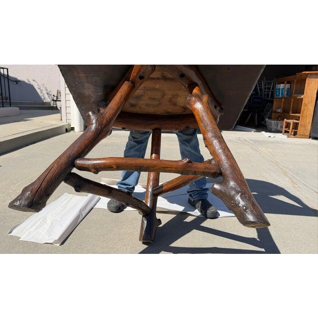 Mid 20th Century Old Hickory Plank Hand Made Stool For Sale In Los Angeles - Image 6 of 7