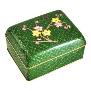 Vintage Chinese Cloisonné Trinket Jewelry Box For Sale