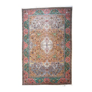 Antique Persian Tabriz Wool 11X17 Grey, Green, Pink, & Orange Area Rug #1140881 For Sale