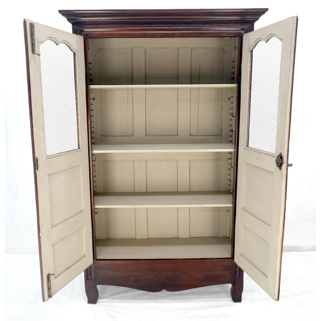 Mid-Century Modern Solid Oak Paneled Back 2 Door Adjustable Shelves Antique Cupboard Blanket Chest For Sale - Image 3 of 7