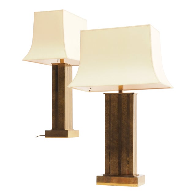 Large Brass Table Lamps by Willy Daro, Belgium, 1970s, Set of 2 For Sale