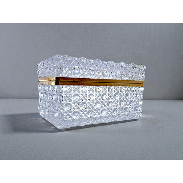 Metal French Baccarat Cut Crystal Jewelry Box, 1970s For Sale - Image 7 of 9