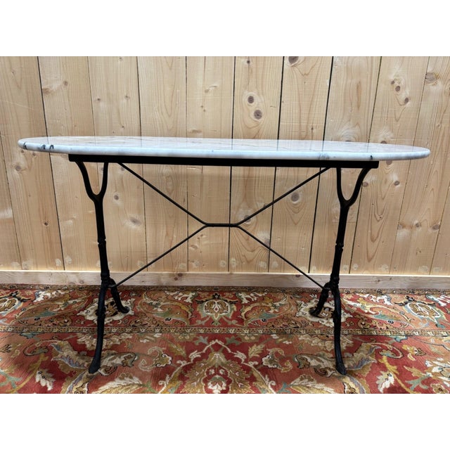 Antique White Marble and Cast Iron Bistro Table, 1890s For Sale - Image 4 of 8
