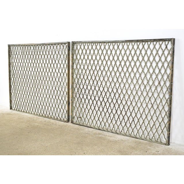 Industrial Pair of Reclaimed Industrial Steel Mesh Security Panels 41.5 X 31 In. For Sale - Image 3 of 10