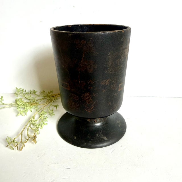 Chinese Antique Chinese Papier Mache Black Lacquered Cup For Sale - Image 3 of 6