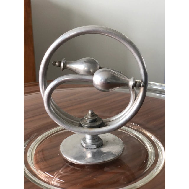 Transparent 1930s Art Deco Cheese Tray Glass & Aluminum For Sale - Image 8 of 9