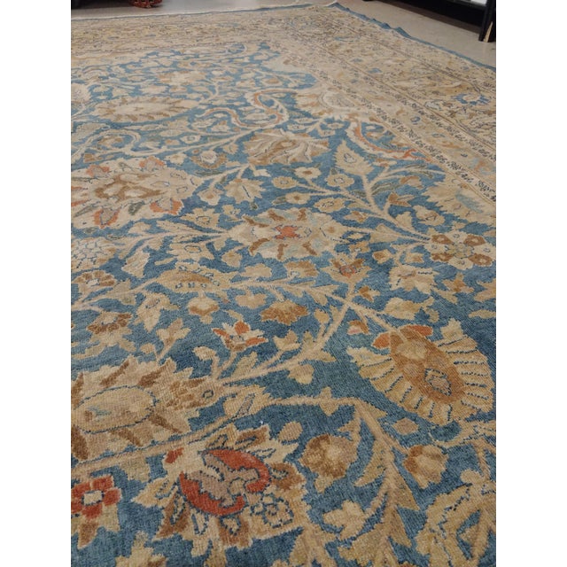 Antique Persian Mashad Carpet, Handmade Oriental Rug, Soft, Taupe, Lt Blue Beige For Sale In New York - Image 6 of 12