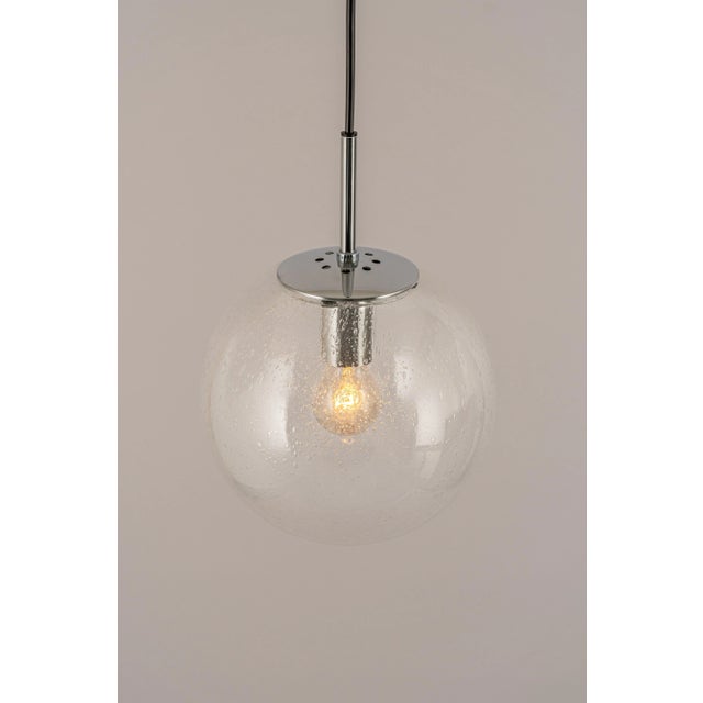 Petite Limburg Chrome with Clear Glass Ball Pendant, Germany, 1970s For Sale - Image 8 of 12