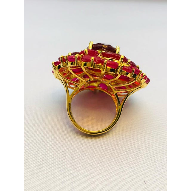Bochic "Orient" Vintage Ruby 40 Carats Ring Set In 18K Gold & Silver For Sale - Image 4 of 18