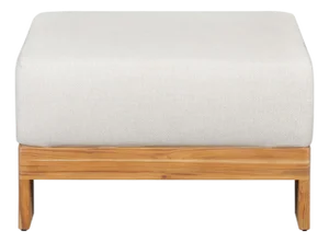 Paradiso Outdoor Solid Teak Wood Ottoman - Gray Fabric