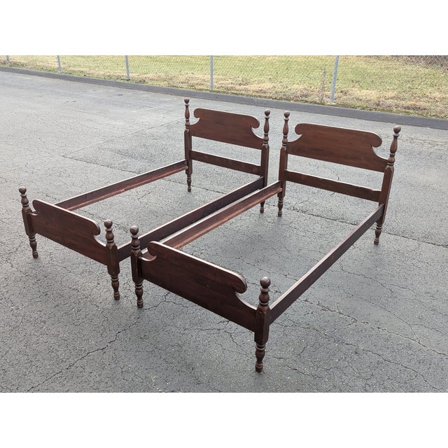 Mid 20th Century Pair of American Empire Style Twin-Size Bed Frames For Sale - Image 12 of 12