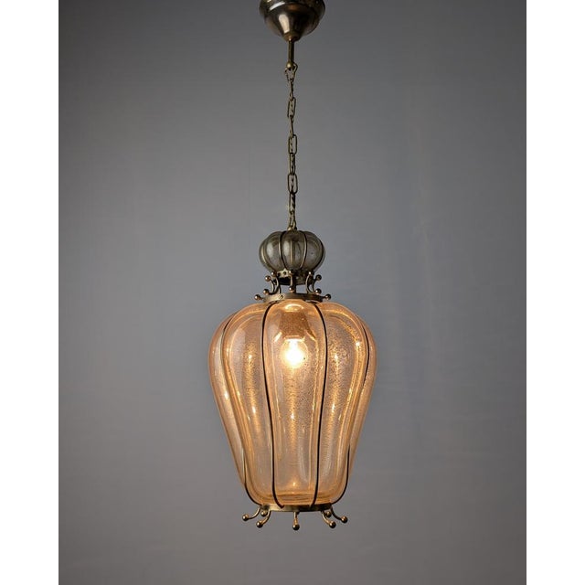 1960s Murano Glass Lantern with Gold Foil and Brass from Barovier & Toso, 1960s For Sale - Image 5 of 18