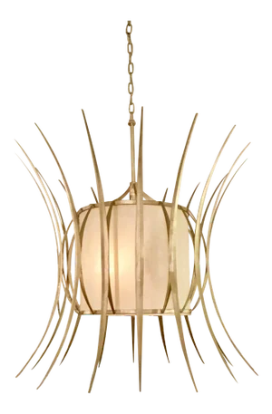 Currey & Co. Asian Modern Solene White and Silver Chandelier