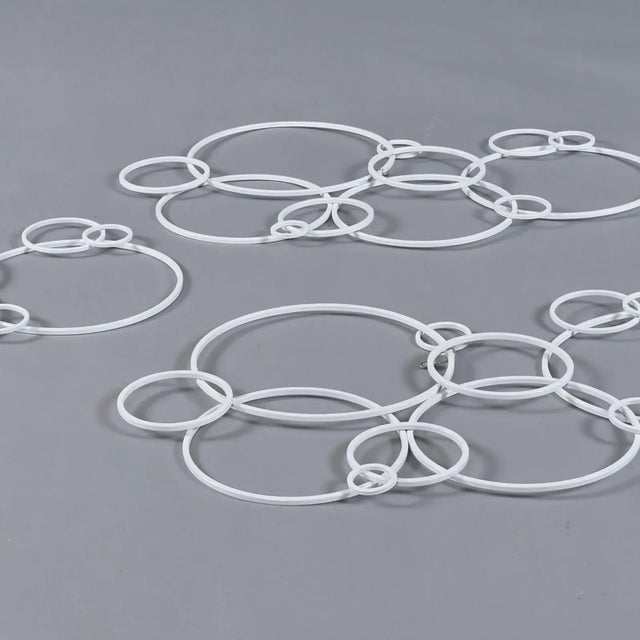 Set of 3 White Metal Circles Modern Abstract Wall Art Sculptures For Sale - Image 13 of 15