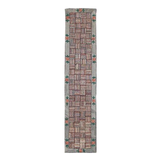 Antique American Hooked Runner With Colorful Patchwork Design 2'4" X 11'2" For Sale