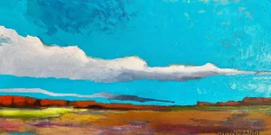 "Red Rock in Spring" Contemporary Abstract Plein Air Landscape Oil Painting on Canvas