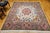 Vintage Persian Tabriz Square Area Rug, Hand-Knotted Wool & Silk, Fine Medallion Floral Pattern, Ivory & Pale Pink, 7x7 For Sale - Image 4 of 16