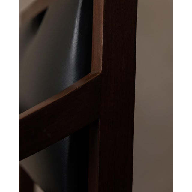 Vintage Scandinavian Style Wooden and Black Skai Leather Armchair, 1960s For Sale - Image 15 of 18