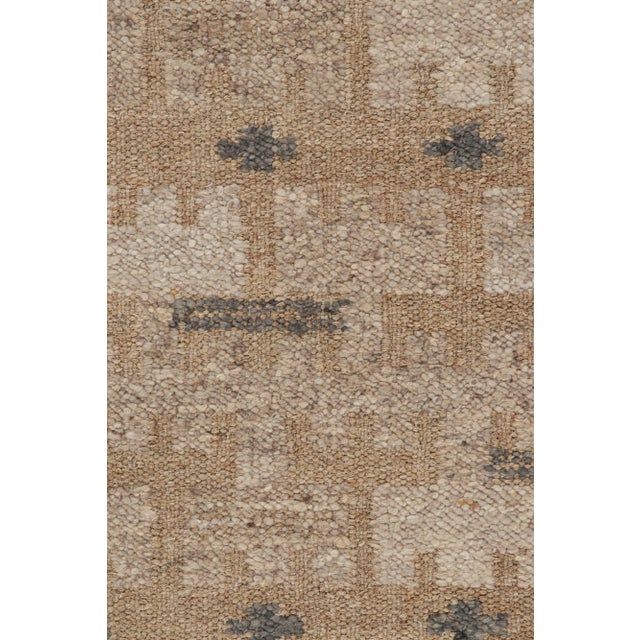 Mid-Century Modern Rug & Kilim’s Scandinavian Style Rug in Beige-Brown Geometric Patterns - 10x14 For Sale - Image 3 of 7