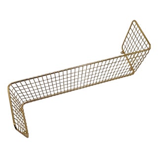Gold Wall Shelf with Metal Mesh, 1970s For Sale