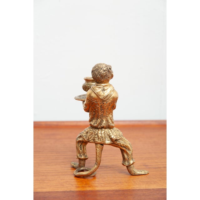 Monkey Candlesticks in Brass in Singerie Style, Set of 2 For Sale - Image 5 of 10