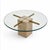 Vintage Round Travertine and Brass Coffee Table with Glass Top For Sale - Image 6 of 7
