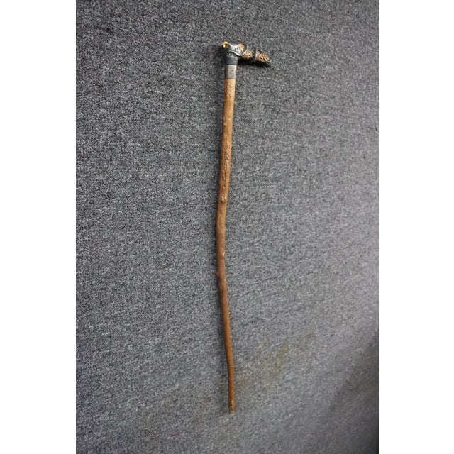 Antique English Country Walking Stick With Deer Antler and Silver Handle For Sale In Philadelphia - Image 6 of 16