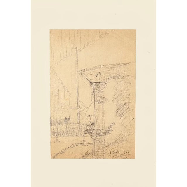 The Street is an original drawing in pencil, on brownish paper realized in 1945 by an Anonymous artist of the mid-20th...