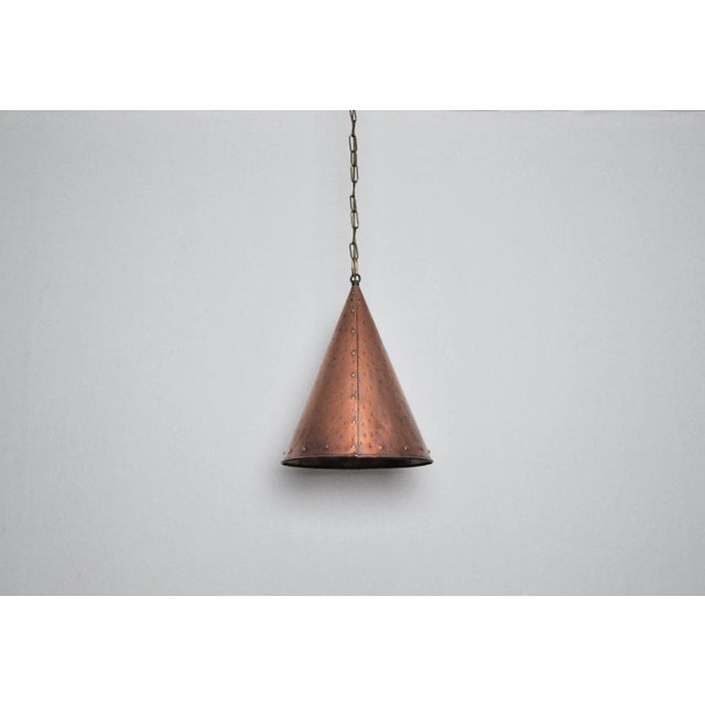 Mid-Century Modern Cone Shaped Handmade Copper Pendant, 1970s For Sale - Image 3 of 8