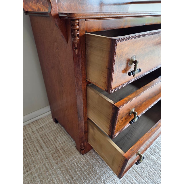 American Empire Style Burl Chest of Drawers Mid to Late 19th Century For Sale - Image 4 of 9